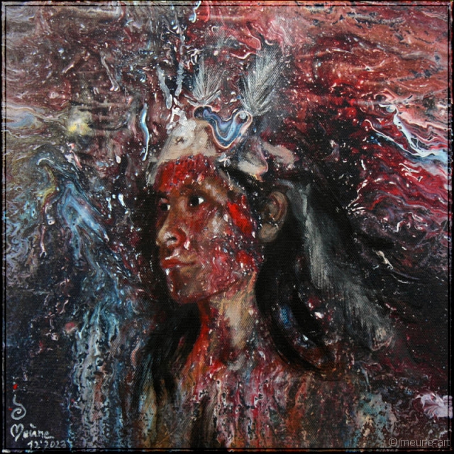 Ich sehe was was Du nicht siehst 5 Acryl Misch-Fließtechnik auf Leinwand; 30 x 30 cm;